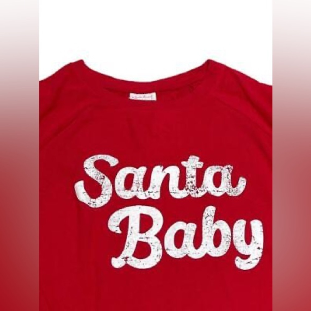 Isabel Maternity Womens Red Santa Baby Christmas Holiday Sweatshirt - Picture 2 of 9
